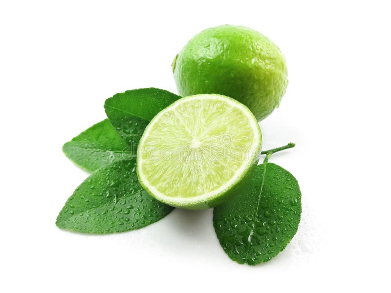 Green lemons with leaves stock image. Image of natural 17482583