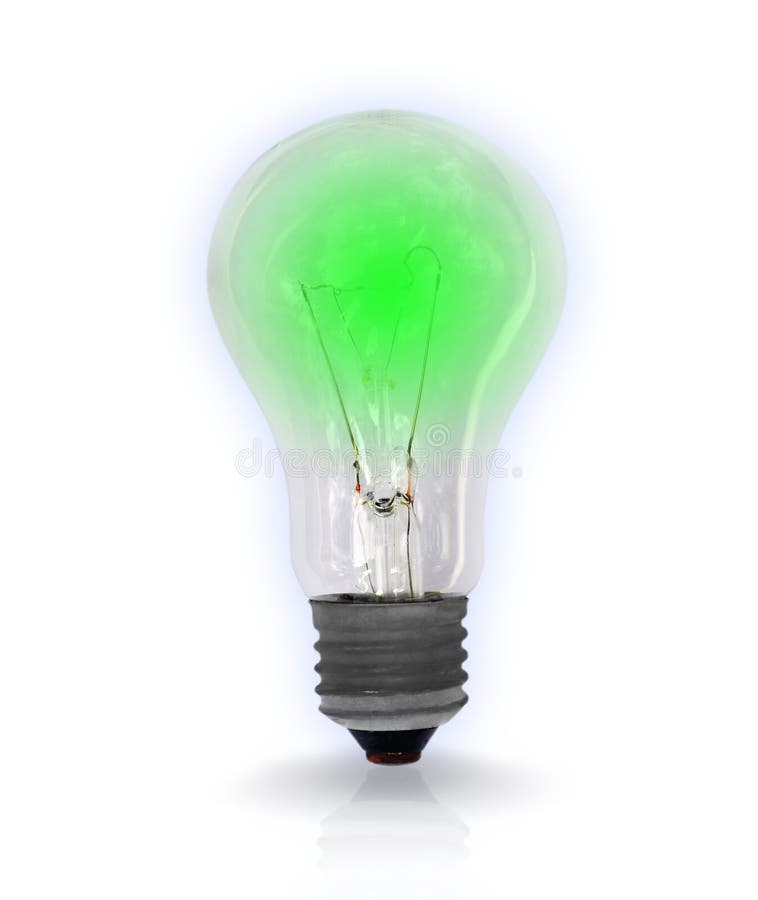 Green light bulb stock image. Image of luminosity, glowing 20707997