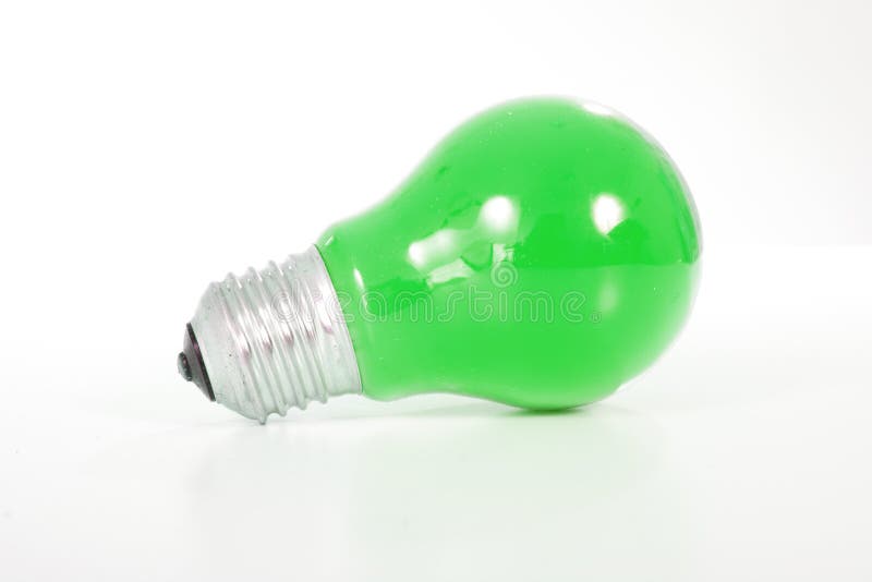 Green light bulb. Classic shape bulb with green color. stock photos Green light bulb. Classic shape bulb with green color. stock photos