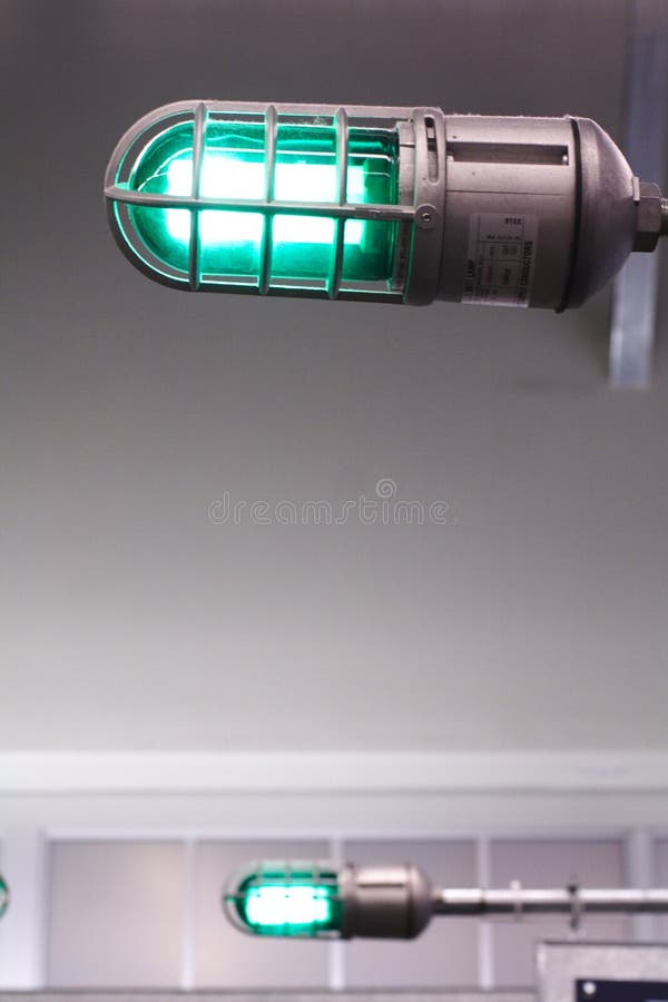Green Lights in industrial setting. Industrial lights stock images, royalty-free photos and pictures