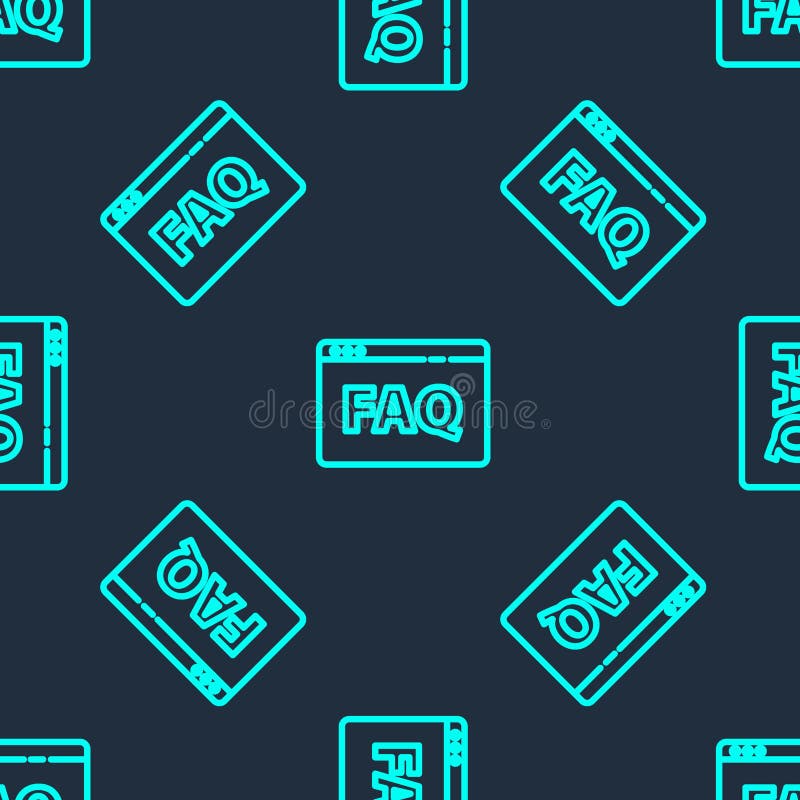 Green line Browser FAQ icon isolated seamless pattern on blue background. Internet communication protocol. Vector stock illustration