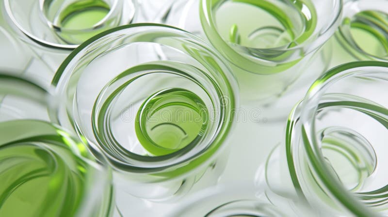 Green liquid spiral pattern in glass tubes vector illustration