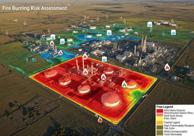 And green for low risk. Fire hazard icons are strategically placed royalty free illustration