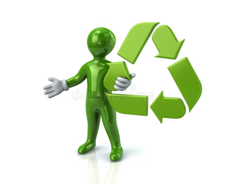 Green man and recycle arrows vector illustration