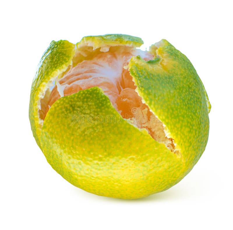 Green Mandarin Isolated on White Background Stock Image Image of