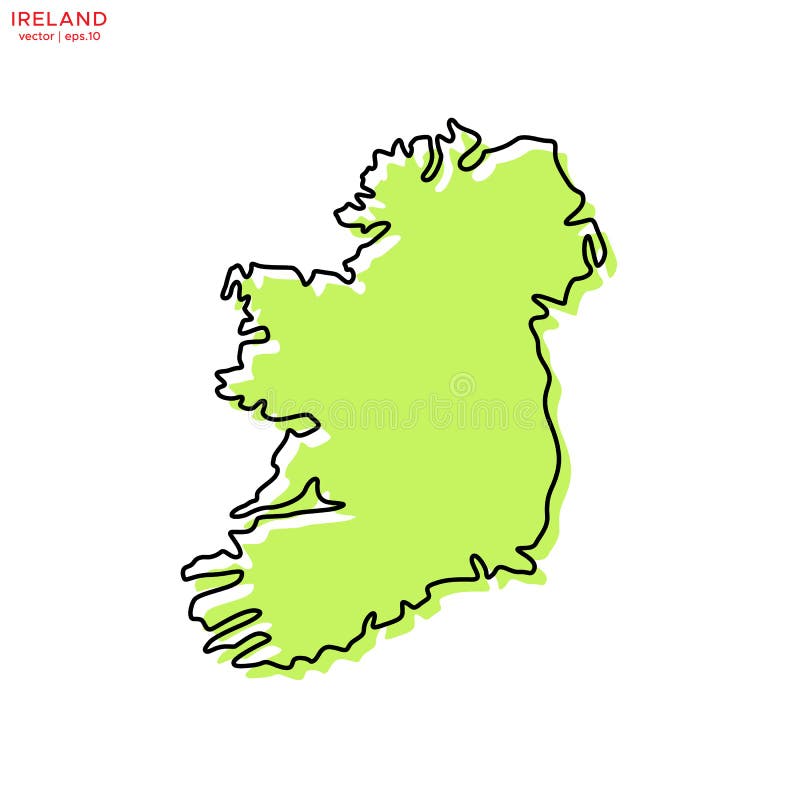 Green Outline Map Of Ireland Stock Illustration - Illustration of