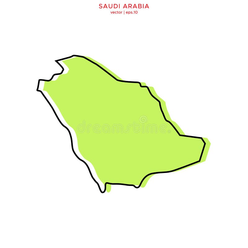 Green Map of Saudi Arabia with Outline Vector Design Template. Editable ...