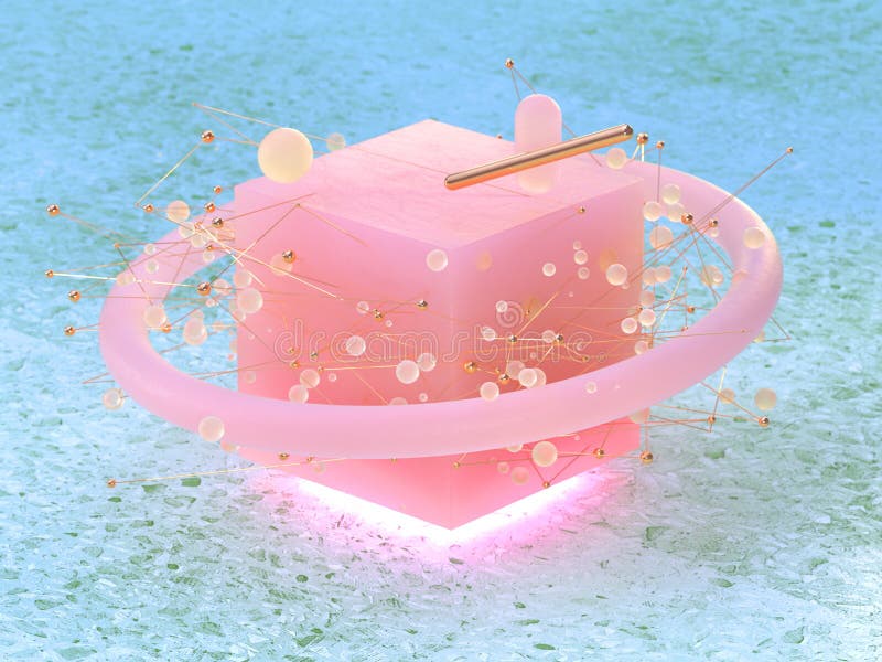 green marble floor abstract pink cube shape circle sphere floating 3d rendering vector illustration green marble floor abstract pink cube shape circle sphere floating 3d rendering vector illustration