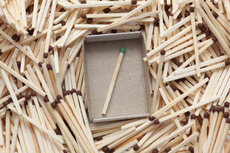 The Green Match Has Escaped Stock Image Image of group, matchbox