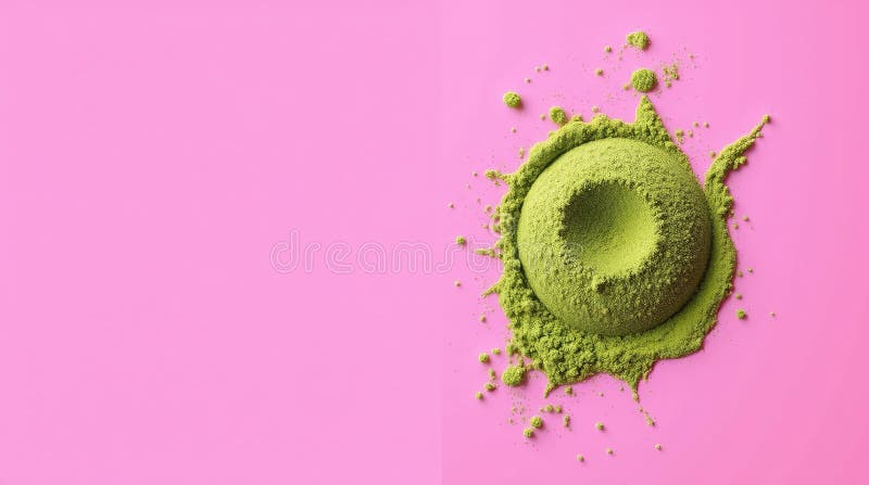 Green Matcha proszek na różowym tle ilustracja wektor