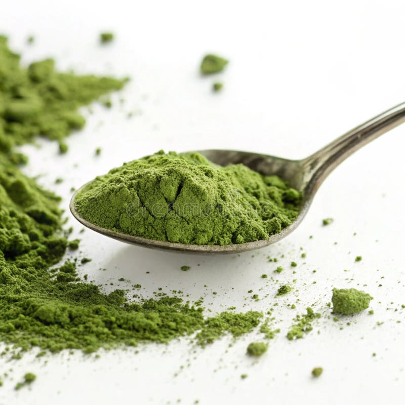 Green Matcha Proszek w łyżeczce royalty ilustracja