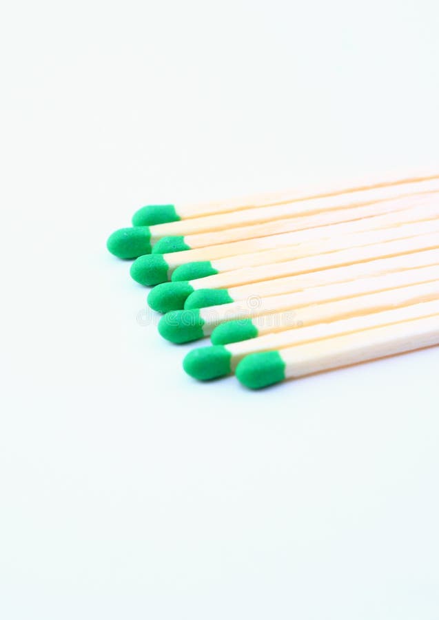 Green matches staggered stock image. Image of wood, match 19713469