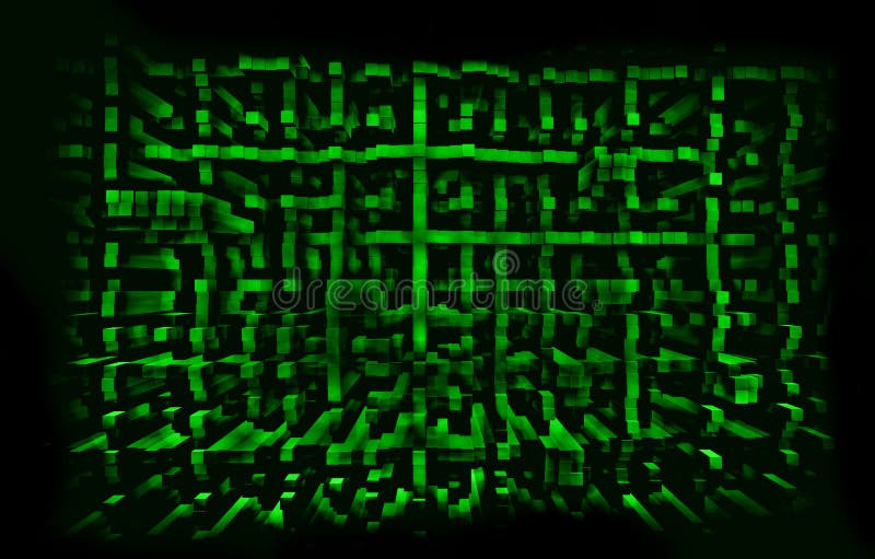 Green matrix city skyscrapers illustration vector illustration