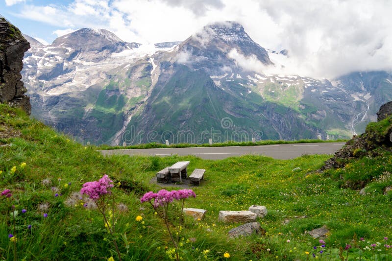 Green Meadow And Scenic Mountains Along Grossglockner High Alpine Road