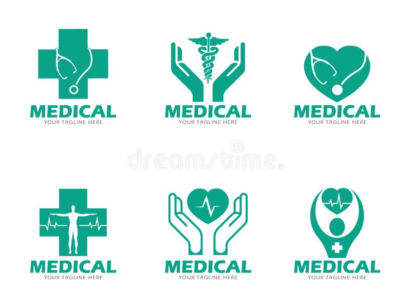 Green Medical and Health Care Logo Vector Set Design Stock Vector ...