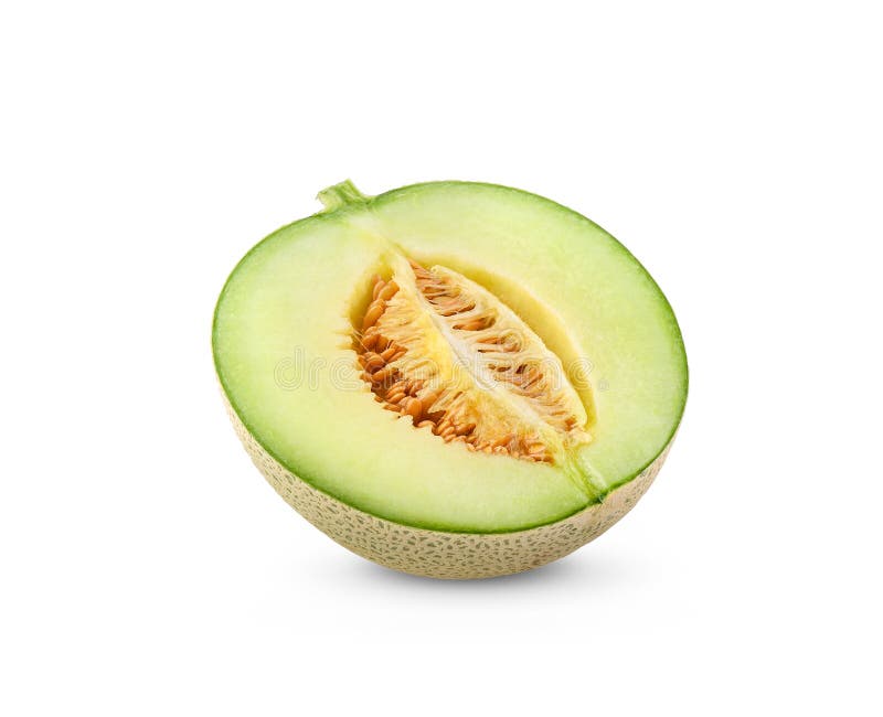 Green melon on white background