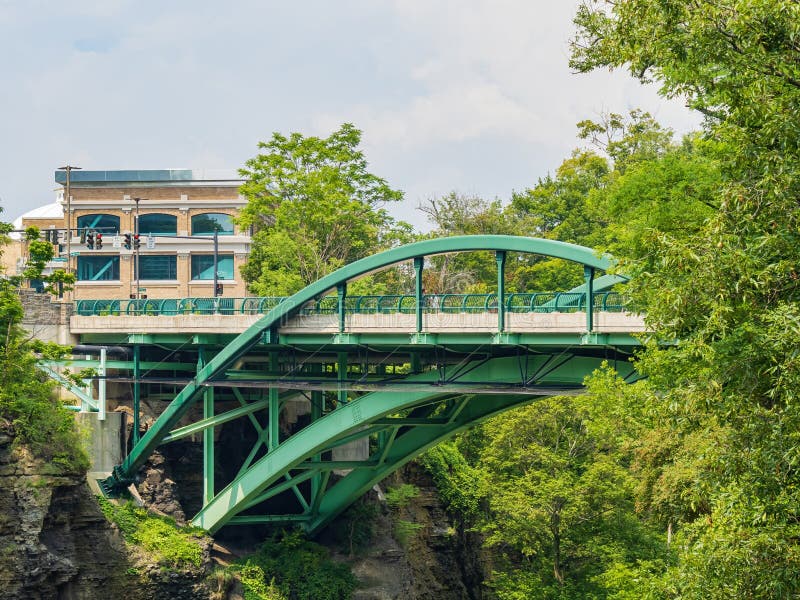 Green Metal Bridge in the Cornell University Stock Image Image of