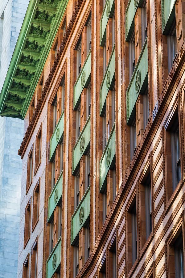 Red Trim Windows on Stone Building with Green Trim Stock Image Image of building, windows