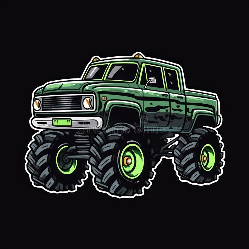 Black Cartoon Monster Truck Sticker