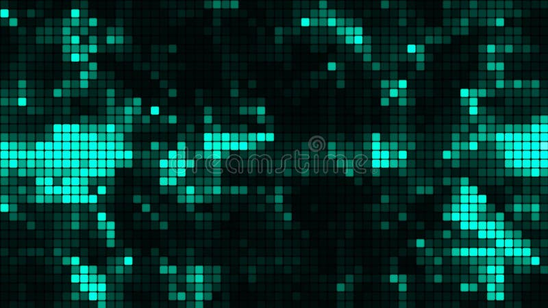 Green mosaic background in technology concept. Abstract multicolored LED squares. Technology digital square green color stock illustration