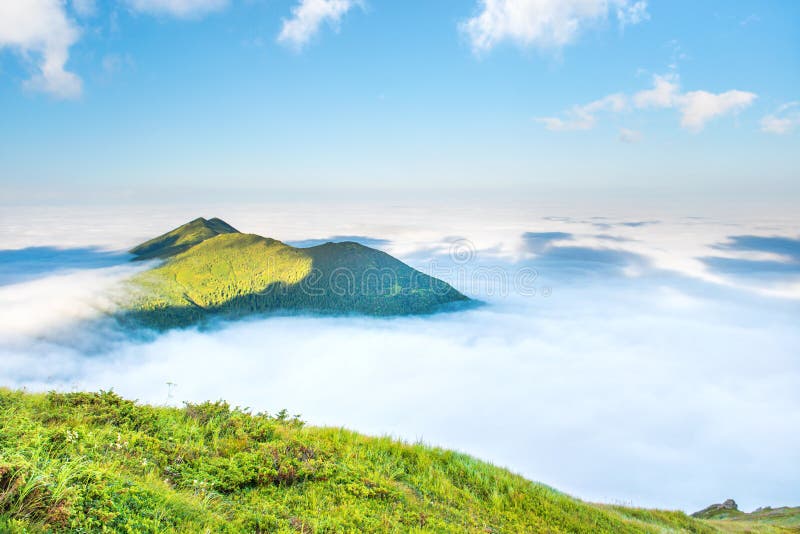 Green Mountain in the Clouds Stock Photo Image of summer, fantastic