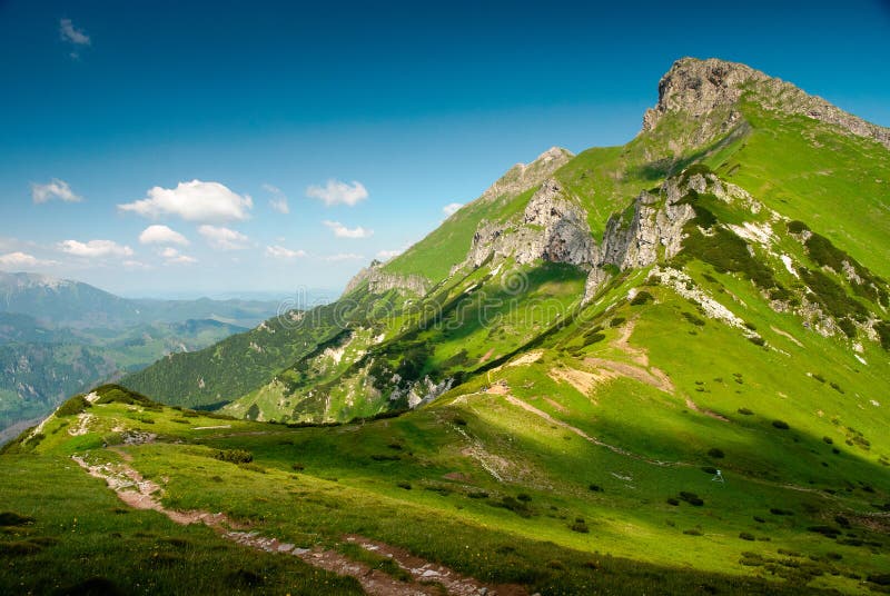 Green mountain peak scenery