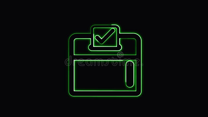 Green neon ballot box on black. vector illustration