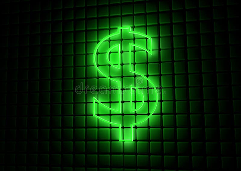 Green Neon Symbol of Dollar Stock Illustration Illustration of