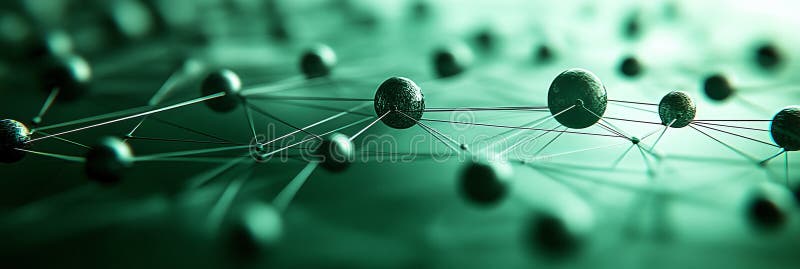 Green Network of Interconnected Spheres 3D Abstract Illustration of Connectivity and Technology vector illustration