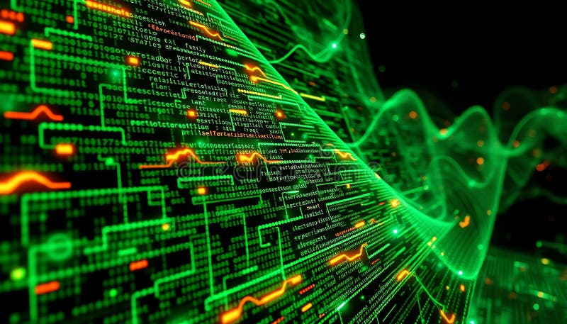 Green network lines abstract, technology connection, digital network, data flow, tech Generative AI vector illustration