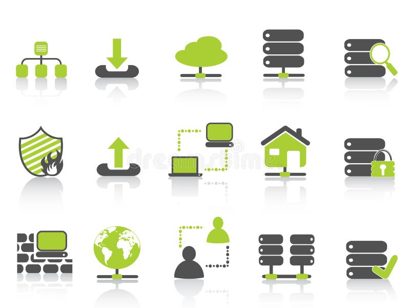 Green network server hosting icons royalty free illustration