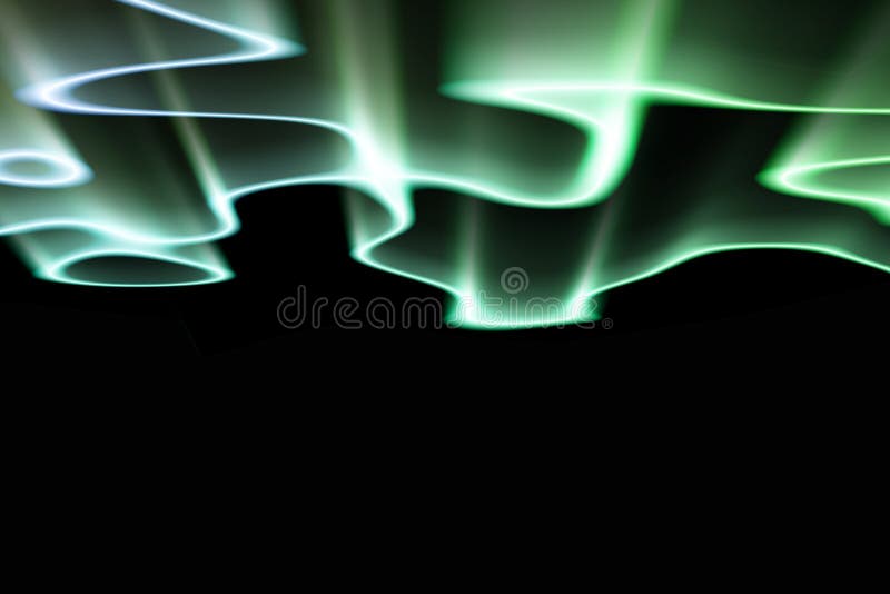 Green northern lights against black back ground stock illustration