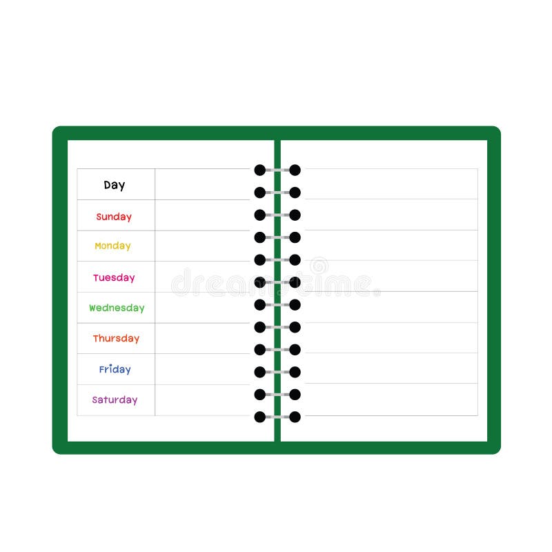 Green notebook weekly planner