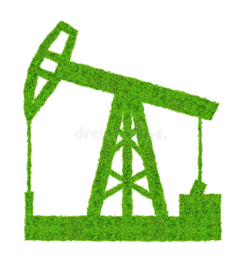 Green oil pump on white background