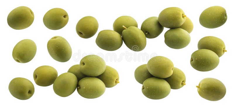 Green olive isolated on white background with clipping path