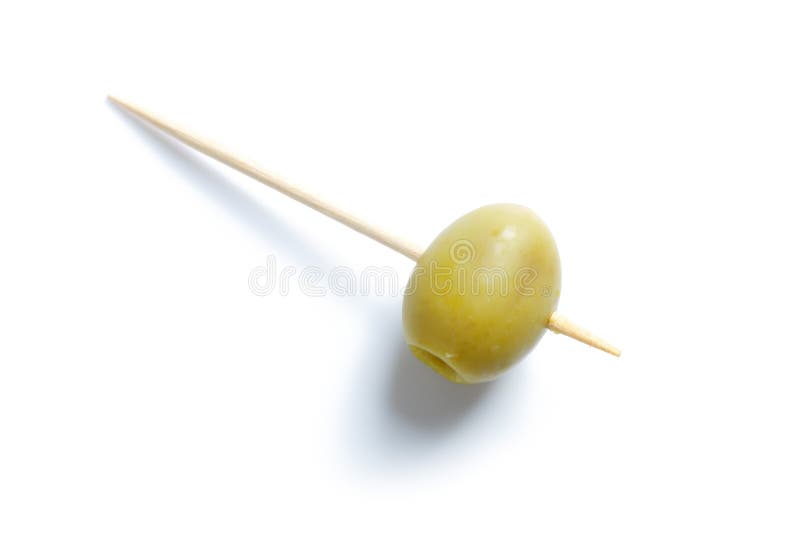 Green olive and toothpick