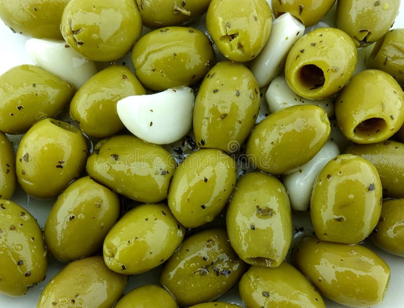 Olives and Garlic in a Dish Stock Photo Image of landscape, olives