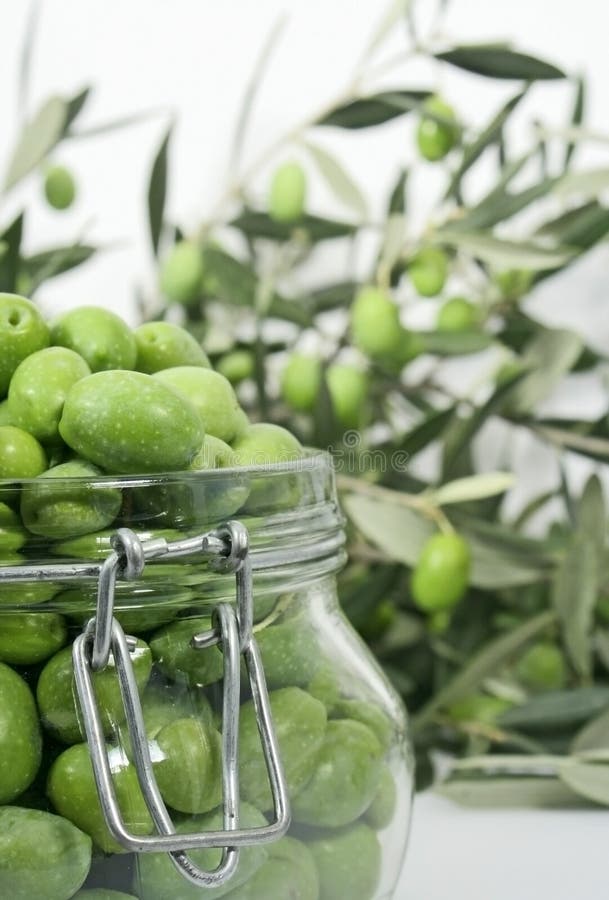 Green Olives in a Glass Jar Stock Image Image of cookbook, glass 3286715