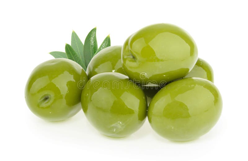 Green Olives Isolated on White Background Stock Image Image of