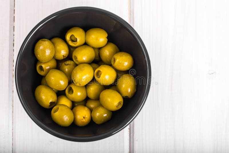 Green Olives in Salad Bowl Black Stock Image Image of natural, mediterranean 87102471