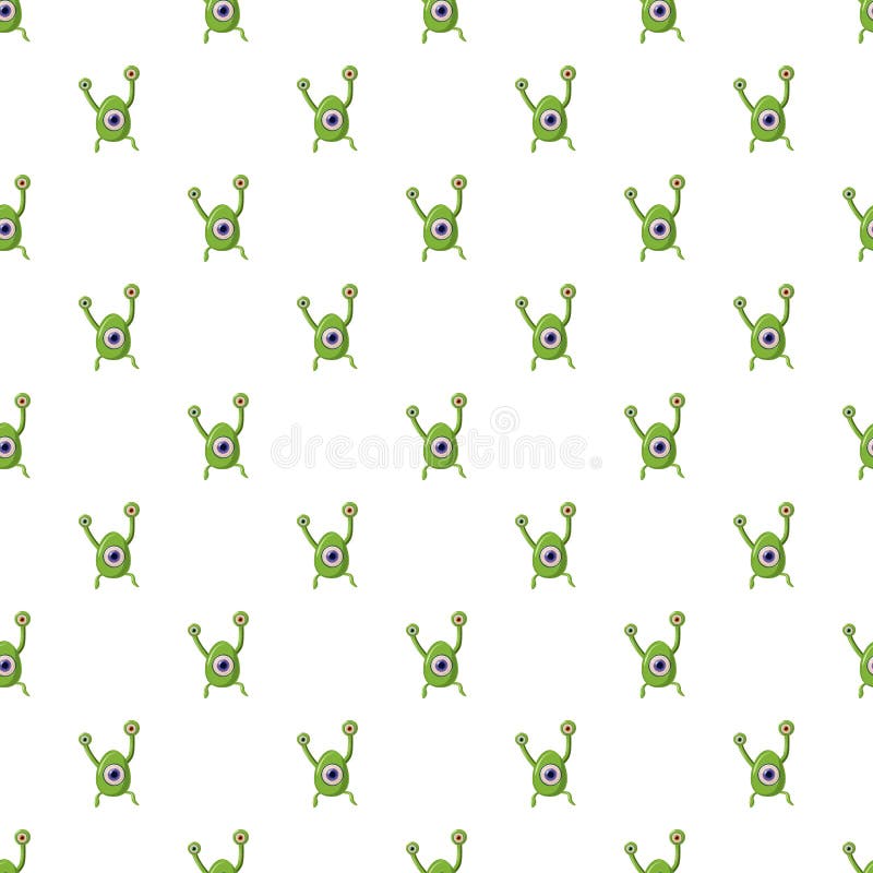 Green one eye alien monster pattern vector illustration