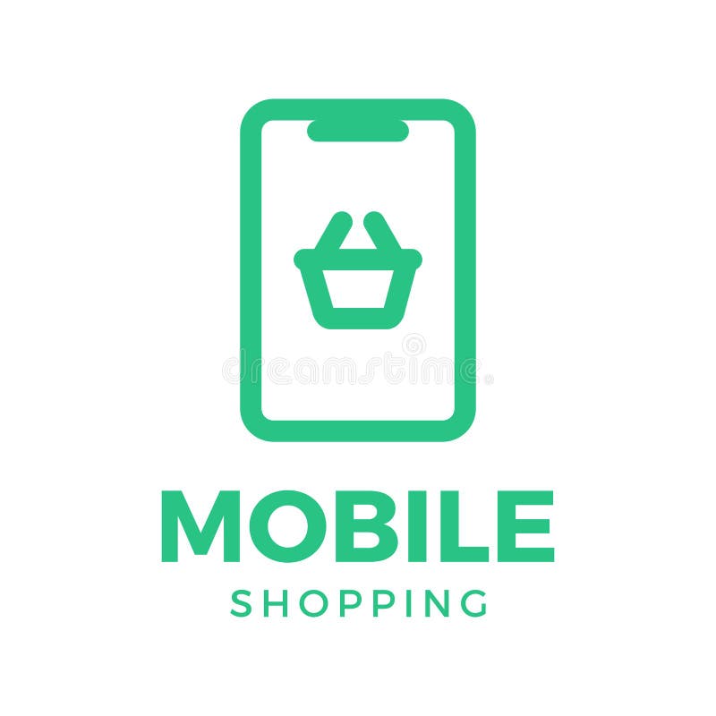 Green Online Mobile Shopping Logo, Icon, Symbol, Sign Stock Vector