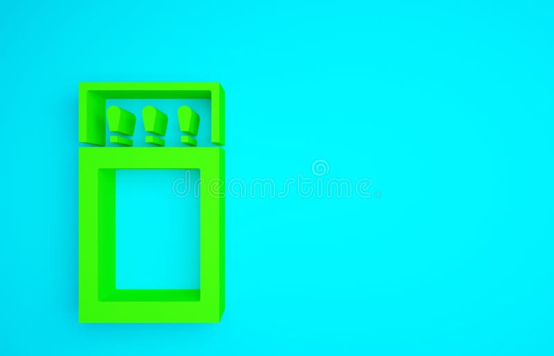 Green Open Matchbox and Matches Icon Isolated on Blue Background