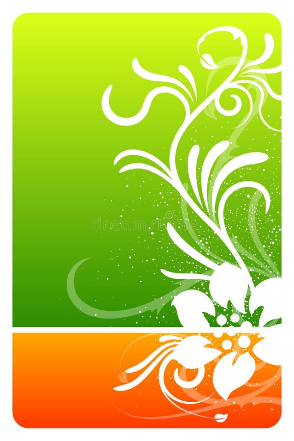 Green and orange floral design card