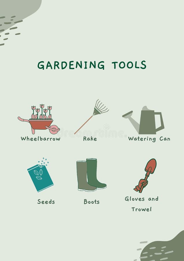 Green Organic Gardening Tools (Poster Stock Illustration - Illustration ...
