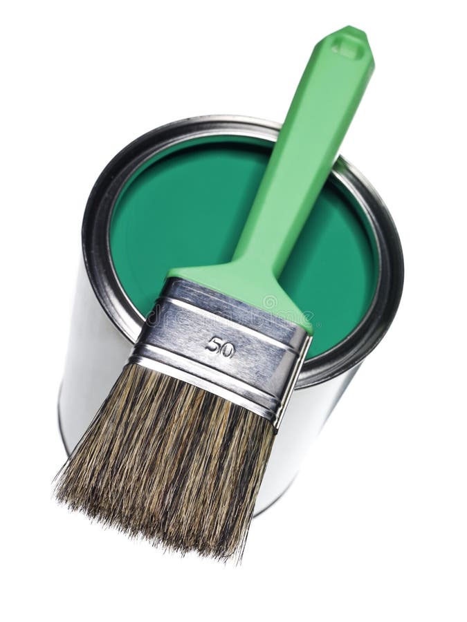 Green Paint can and brush