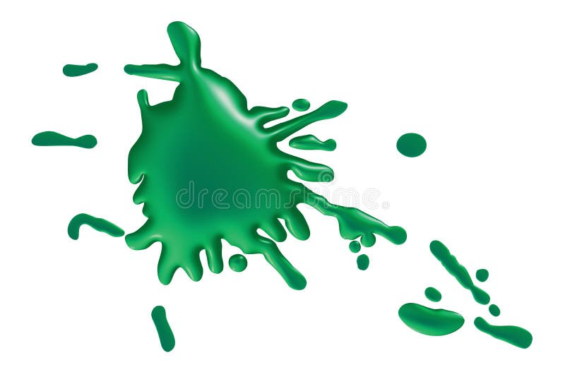 Green Paint Splashes and Drops with 3d Effects Stock Illustration