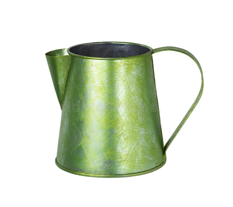 Green Painted Metal Jug Isolated on White Stock Image Image of cutout
