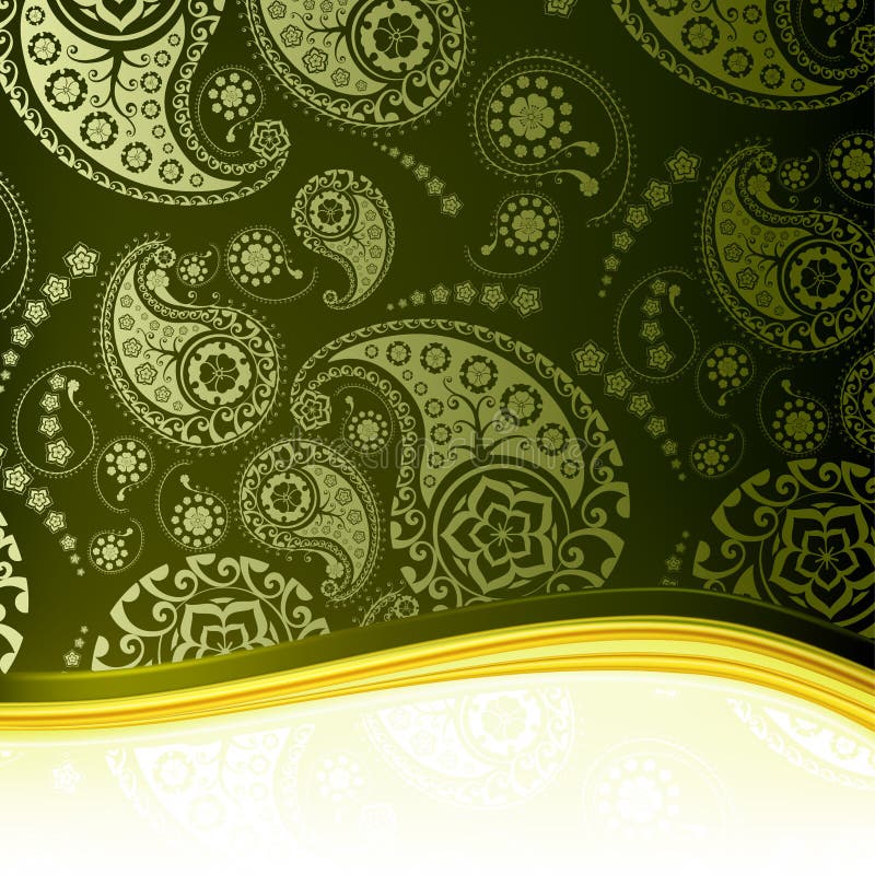 Seamless Paisley Background of Pale Green and Tan Colors Stock Vector