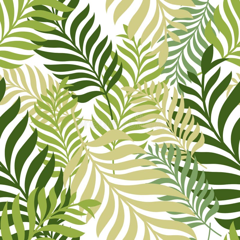 Green Palm Tree Leaves. Vector Seamless Pattern. Nature ...